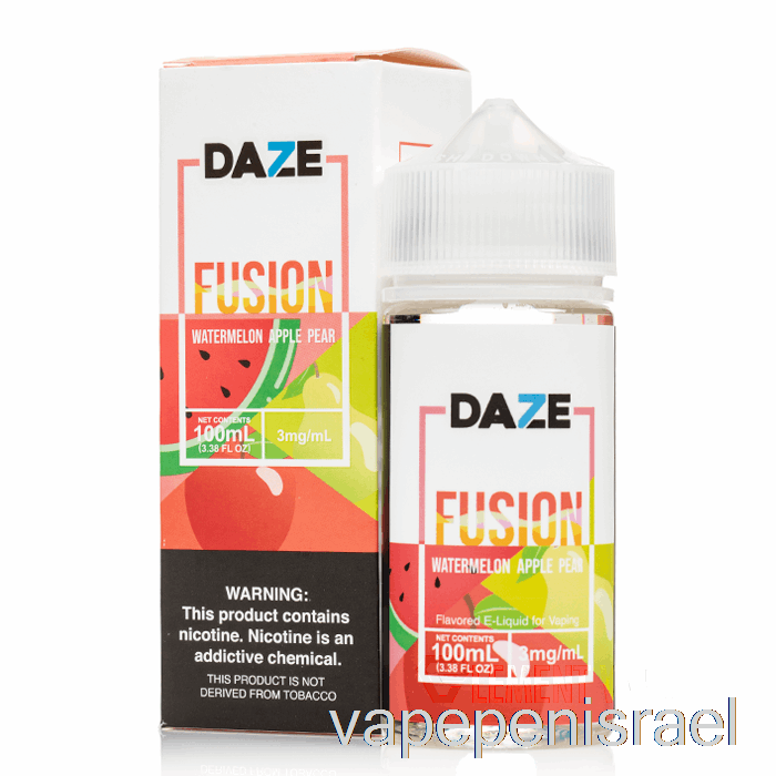 חד פעמי Vape ישראל אגס תפוח אבטיח - 7 Daze Fusion - 100 מ"ל 3 מ"ג